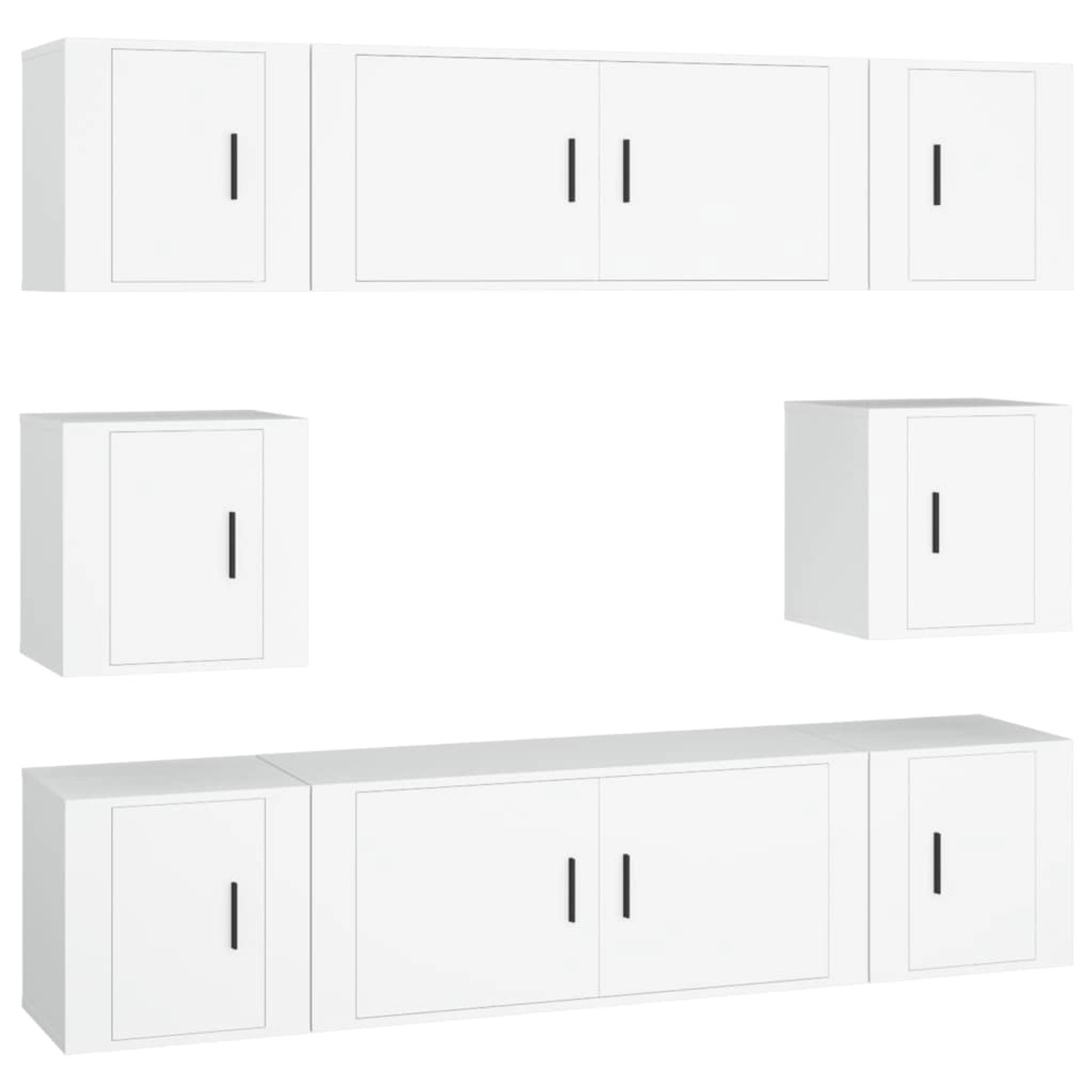 vidaXL 8-Tlg TV-Schrank-Set Weiß Holzwerkstoff 3188670