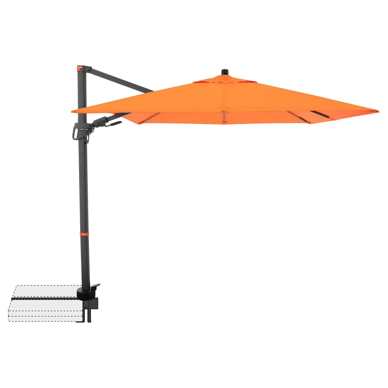 Doppler Ampelschirm MyZone 210 cm x 210 cm Orange mit Kurbelmechanik