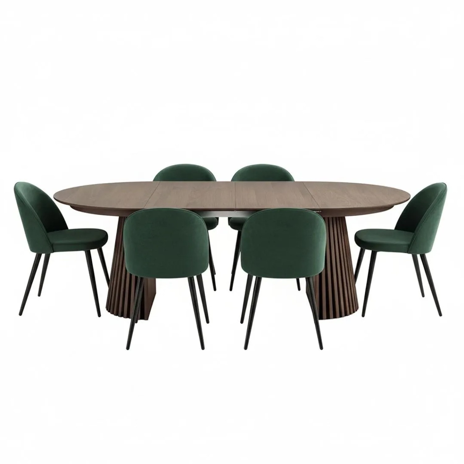 ebuy24 Tokyo Essgruppe Esstisch Smoked 6 Stühle Aus Grünem Velours