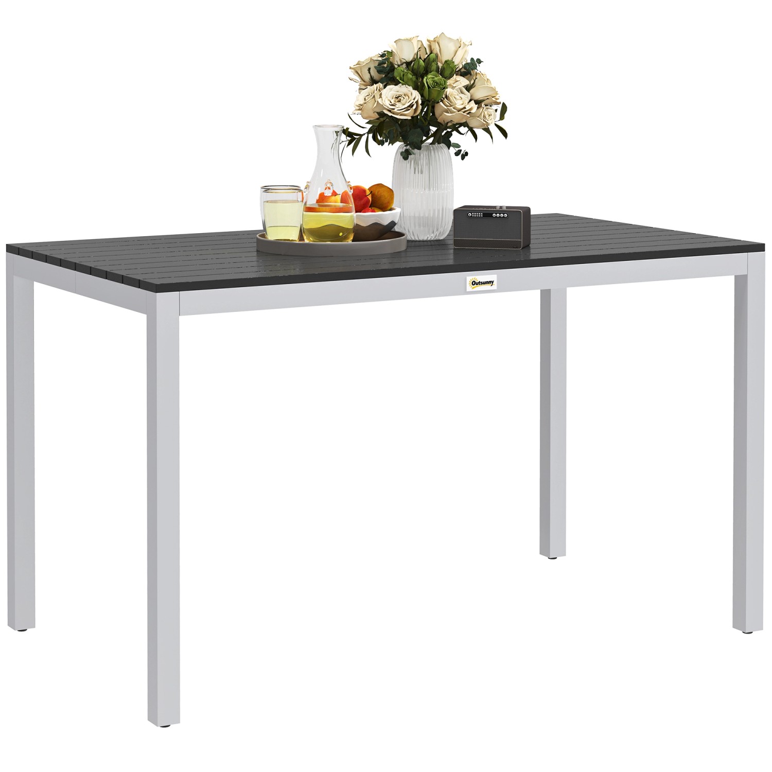 Outsunny Gartentisch Aluminium Stahl 120L x 70B x 72H cm Schwarz
