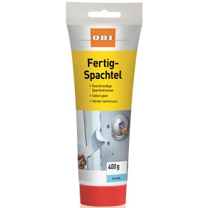 Tube OBI Fertig-Spachtel, weiße Spachtelmasse zum Füllen von Löchern und Rissen, 400g.