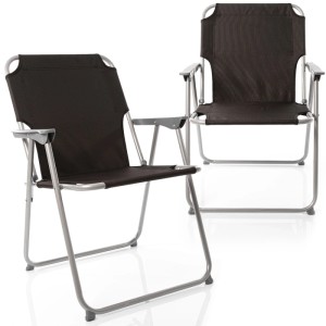 BigDean 2 Stück Klappstuhl Faltstuhl Campingstuhl Angelstuhl Schwarz Robust Klappbar Bis 120kg Belastbar Klassischer Klappstuhl Gartenstuhl