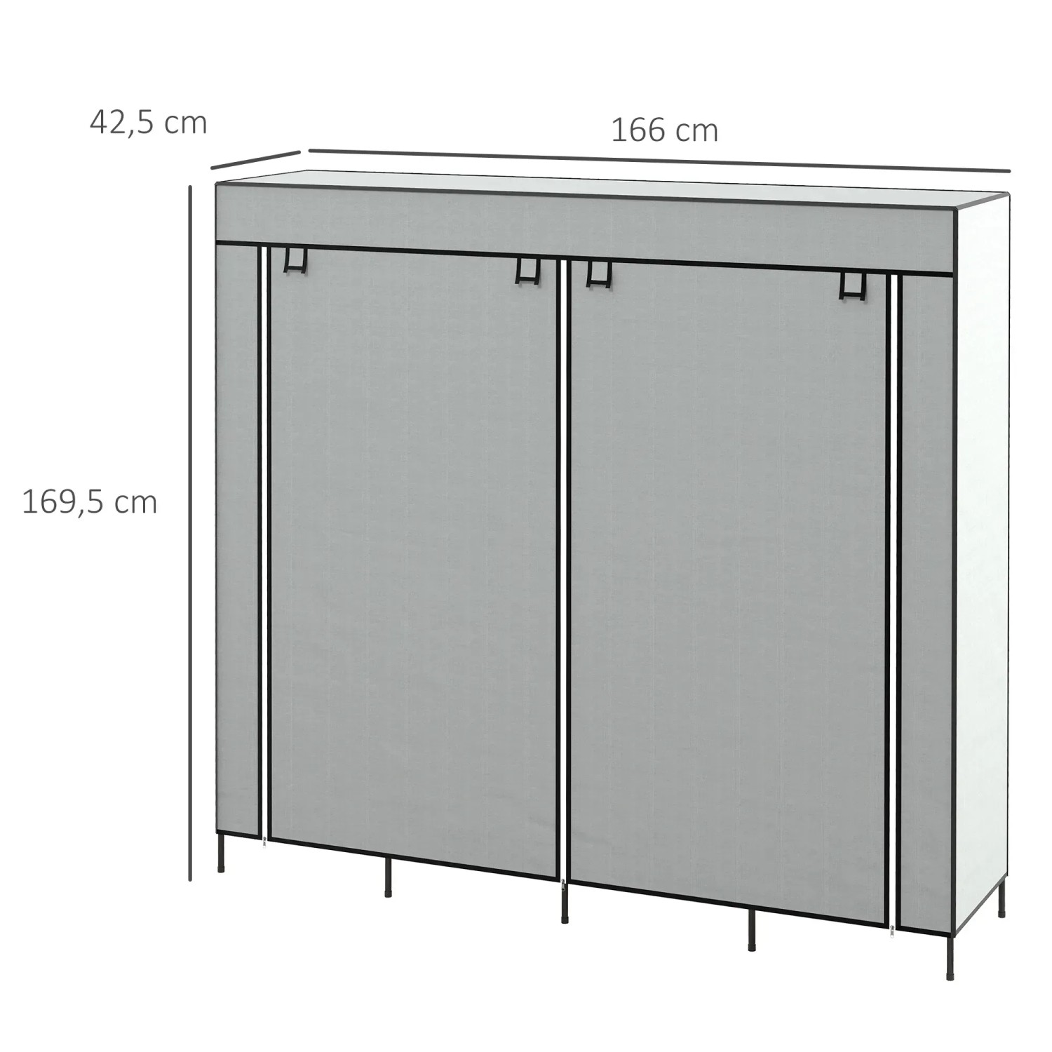 HOMCOM Stoffschrank, dunkelgrau, mit Kleiderstange, Schubladen, 166x42,5x169,5 cm. Ideal zur Aufbewahrung von Kleidung.