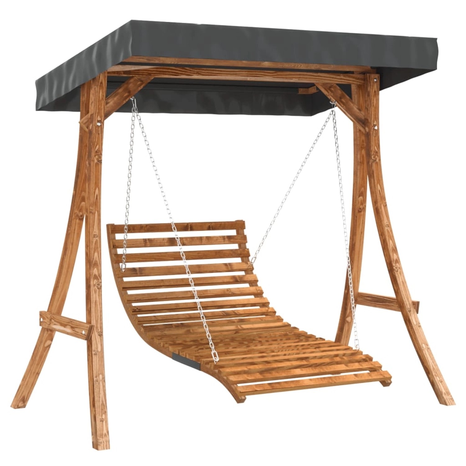 vidaXL Hollywoodschaukel mit Dach Massivholz Fichte mit Teak-Finish 3200626 günstig online kaufen