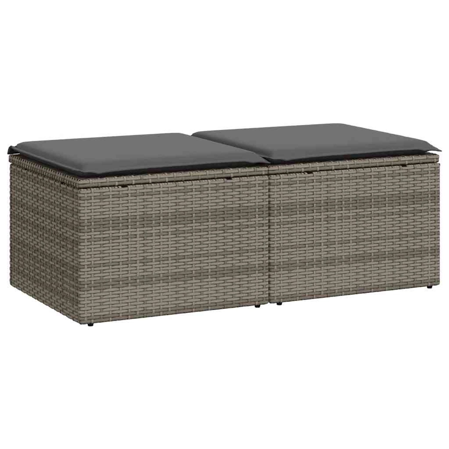 vidaXL 2-Tlg Garten-Sofagarnitur mit Kissen Grau Poly Rattan Akazie 3328663 günstig online kaufen