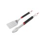 Weber Grillbesteck-Set, 2-teilig: Wender und Grillzange aus Edelstahl mit schwarzen Griffen.