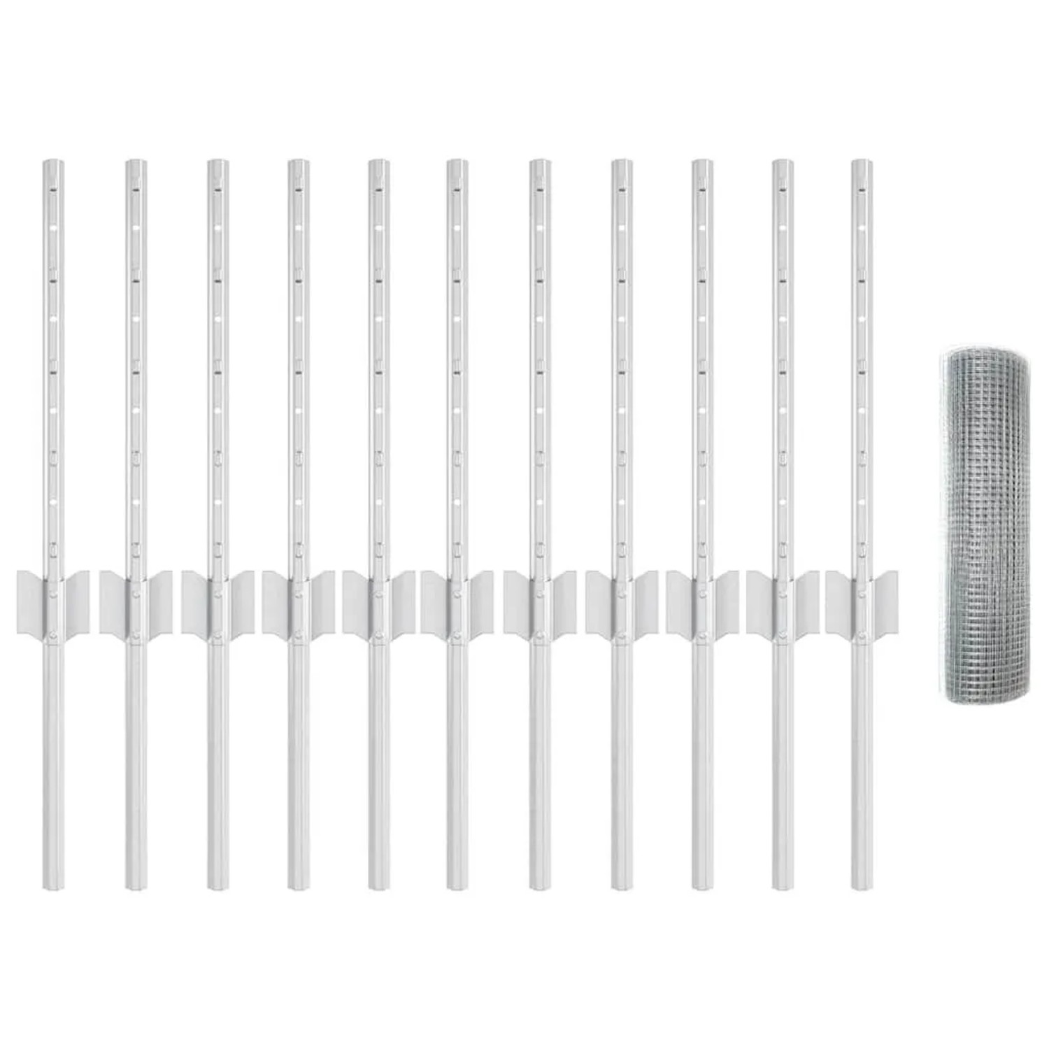 vidaXL Zaun mit Pfosten Silber 0,4 x 25 m Stahl 3336344 günstig online kaufen