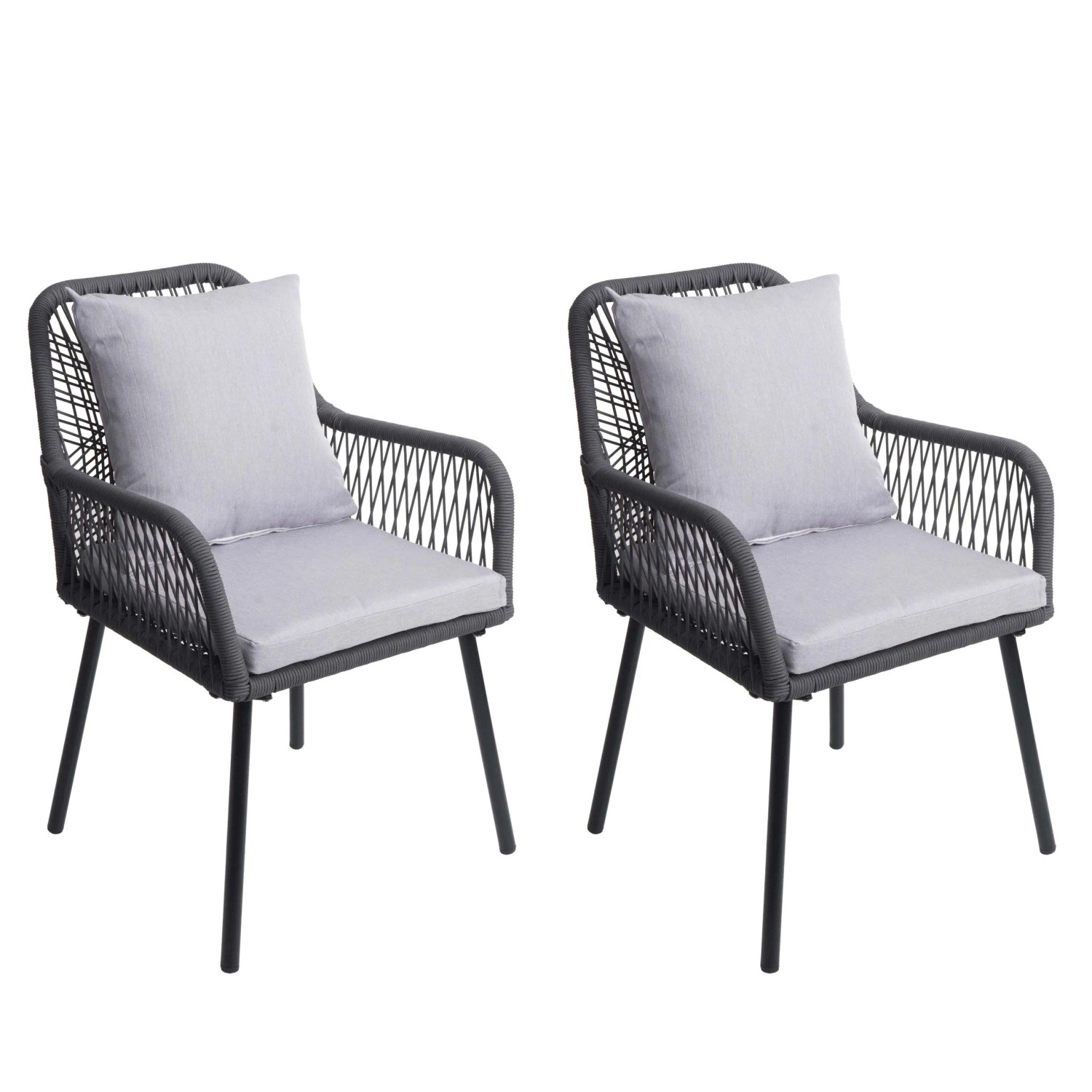 MCW Gartenstuhl O12 2er-Set Sitz-/Rückenpolster Aluminium Anthrazit Bezug G günstig online kaufen
