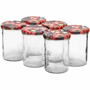 6er Set Van Well Einmachgläser Wildberries, 435 ml, mit bunten Deckeln. Küchenausstattung.