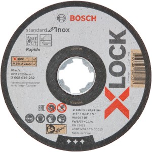 Bosch X-Lock Trennscheibe Standard for Inox, 125mm Durchmesser, für Winkelschleifer.