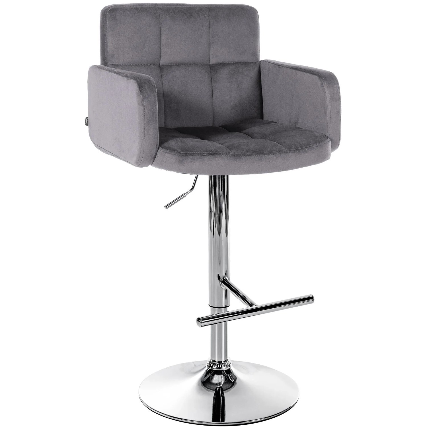 DELUKE Barhocker SUTUN Samt Dunkelgrau 60x56x93cm Silber Barstuhl Mit Lehne Drehbar Tresenhocker Tresenstuhl