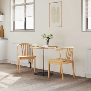vidaXL Esszimmerstuhl 2 Stk Natur Solides Gummiholz 42020396