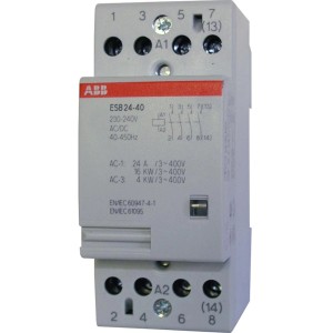 ABB Installationsschütz 24A, 4-polig, für Leitungsschutz und Steuerung von Lasten bis 24A.