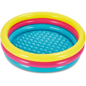 Bunter Summer Waves 3-Ring-Pool, aufblasbares Planschbecken für Kinder mit weichem Boden.