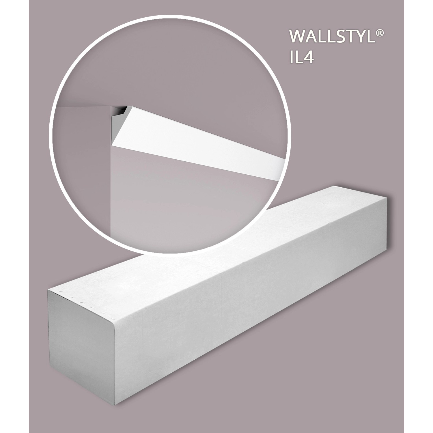 NOEL & MARQUET NMC IL4-Box WALLSTYL Eckleisten Set, 48m, grau, für indirekte Beleuchtung.