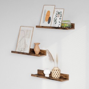 Vasagle Wandregale, 3er Set, braun, Länge 38 cm, zur Dekoration von Wänden.
