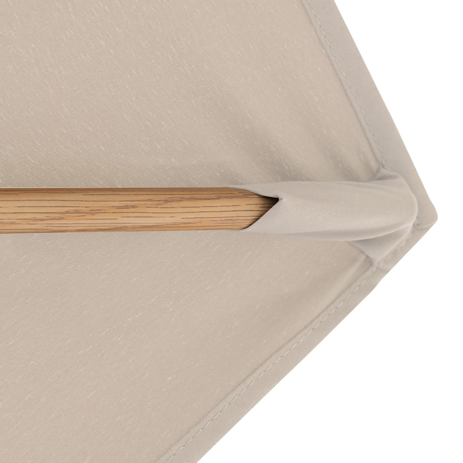 Detailaufnahme: Naturfarbener Doppler Ampelschirm Alu Wood, 300x220 cm, mit Holz-Optik.