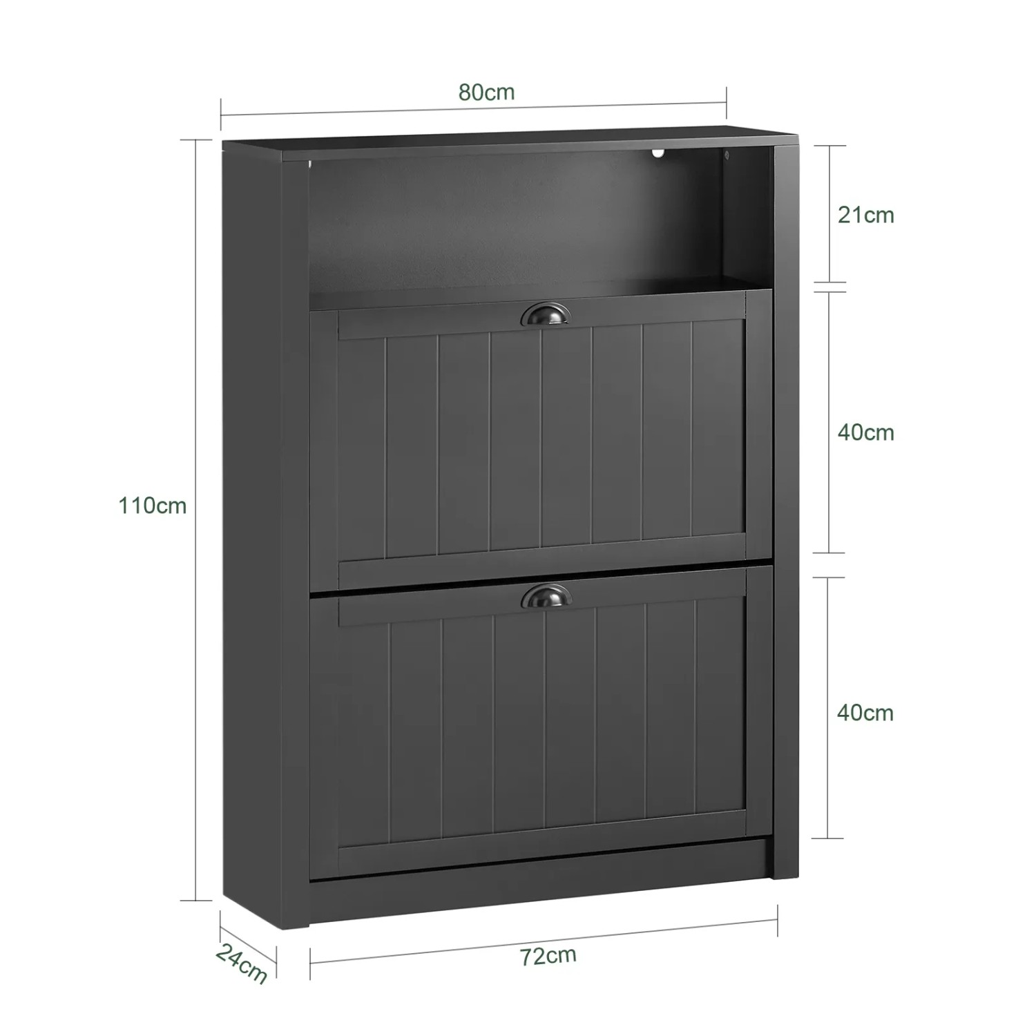 Schwarzer SoBuy Schuhkipper FSR87-SCH mit zwei Klappen und einem Fach, 80cm breit.