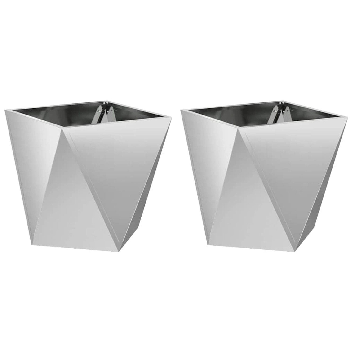 vidaXL Pflanzkübel 2 Stk Silber 40 x 40 x 40 cm Verzinkter Stahl 883833 günstig online kaufen
