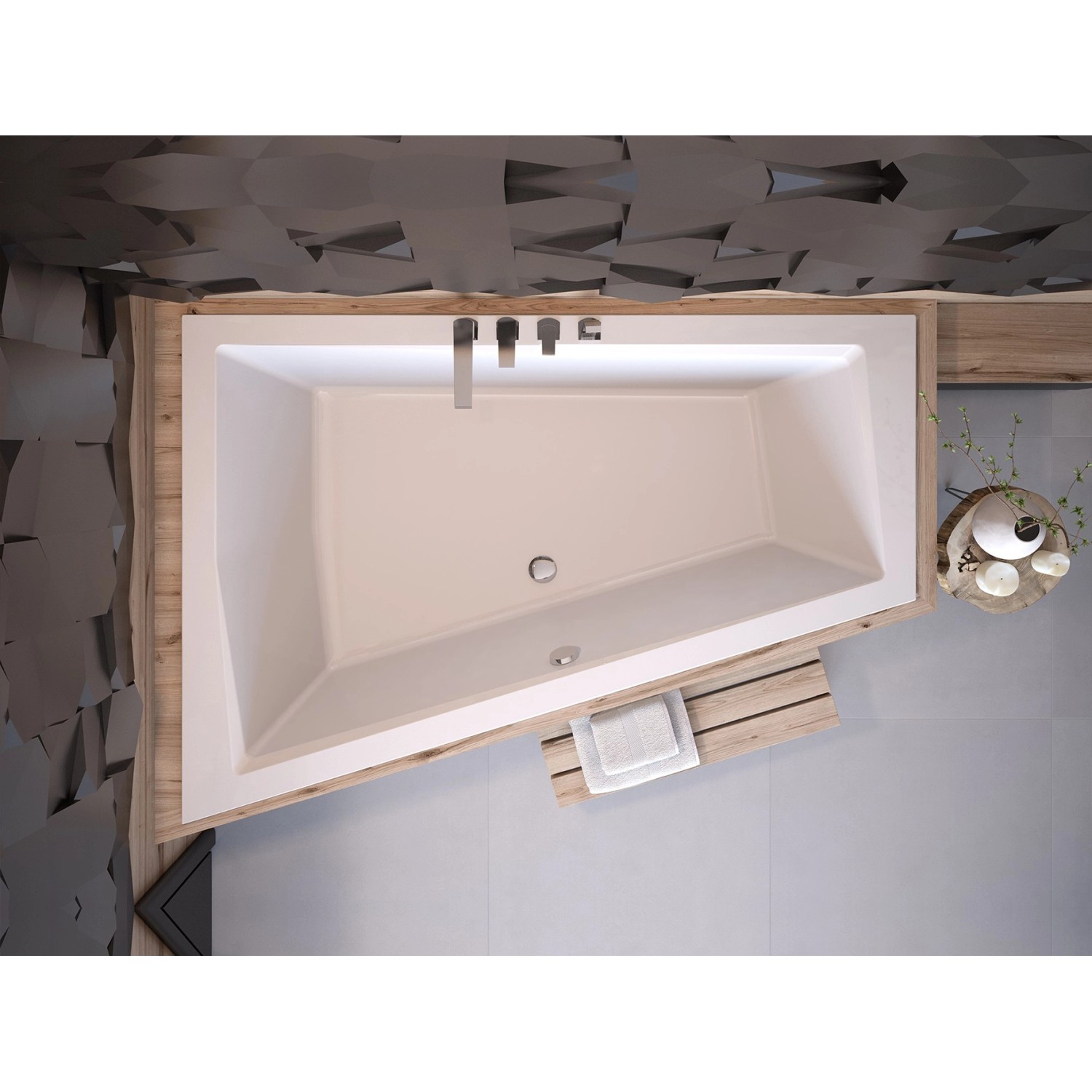 Bad Land Badewanne Eckwanne INTIMA SLIM 180x125 Links Ablauf Füße günstig online kaufen