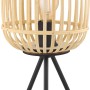 Eglo Tischleuchte Bordesley: Designlampe mit Bambusschirm und schwarzem Metallfuß.