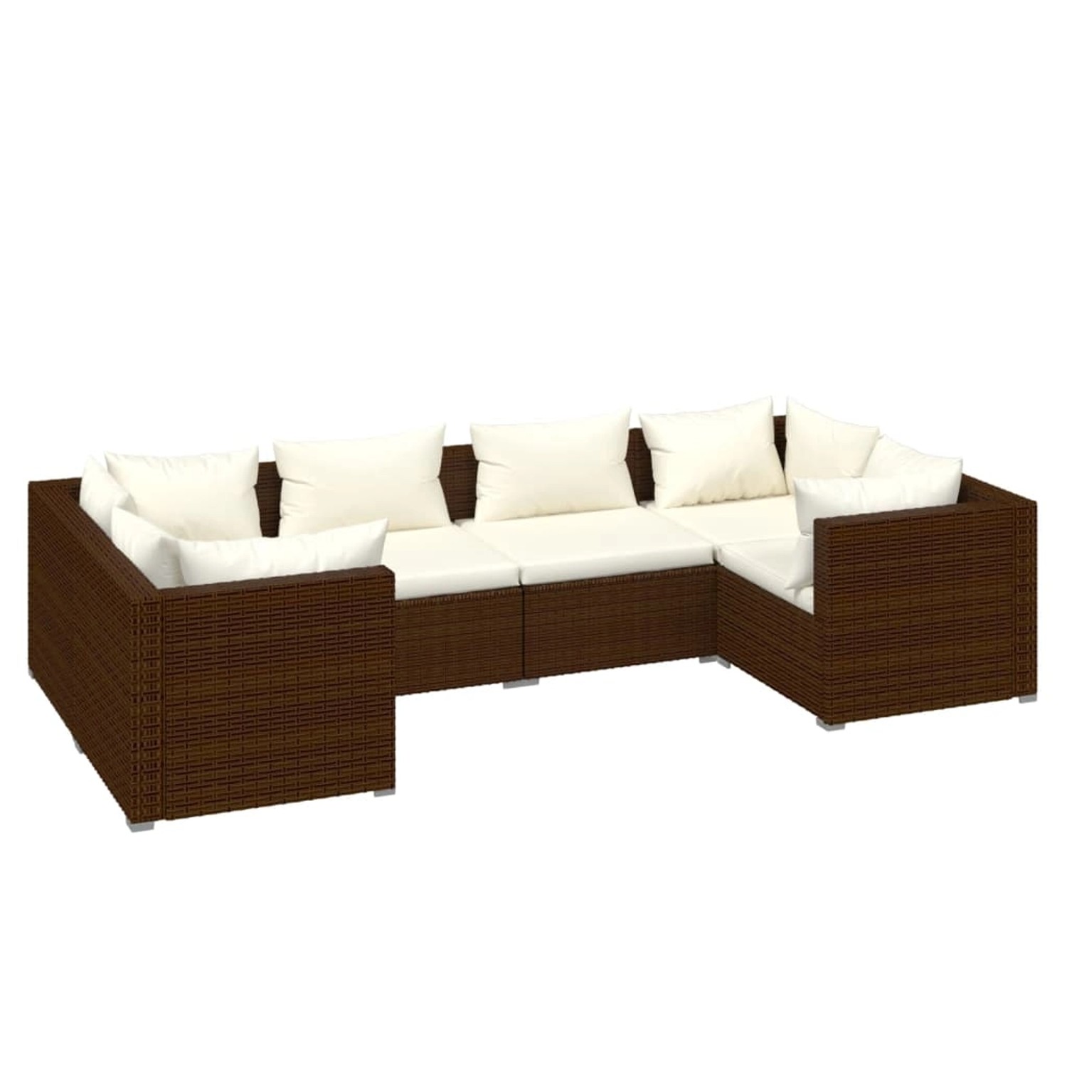 vidaXL 6-Tlg Garten-Lounge-Set mit Auflagen Poly Rattan Braun 3101938