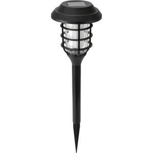Schwarze Solarleuchte Sartane mit Flammeneffekt, 2er-Set für Garten und Weg.