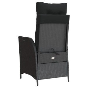 Verstellbarer, schwarzer vidaXL Gartensessel aus Poly Rattan mit Kissen (2er-Set).
