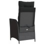 Verstellbarer, schwarzer vidaXL Gartensessel aus Poly Rattan mit Kissen (2er-Set).