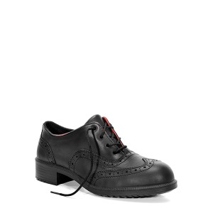 Schwarzer Elten Damen Sicherheitshalbschuh Officer Lady ESD S2, Gr. 39 aus Leder.