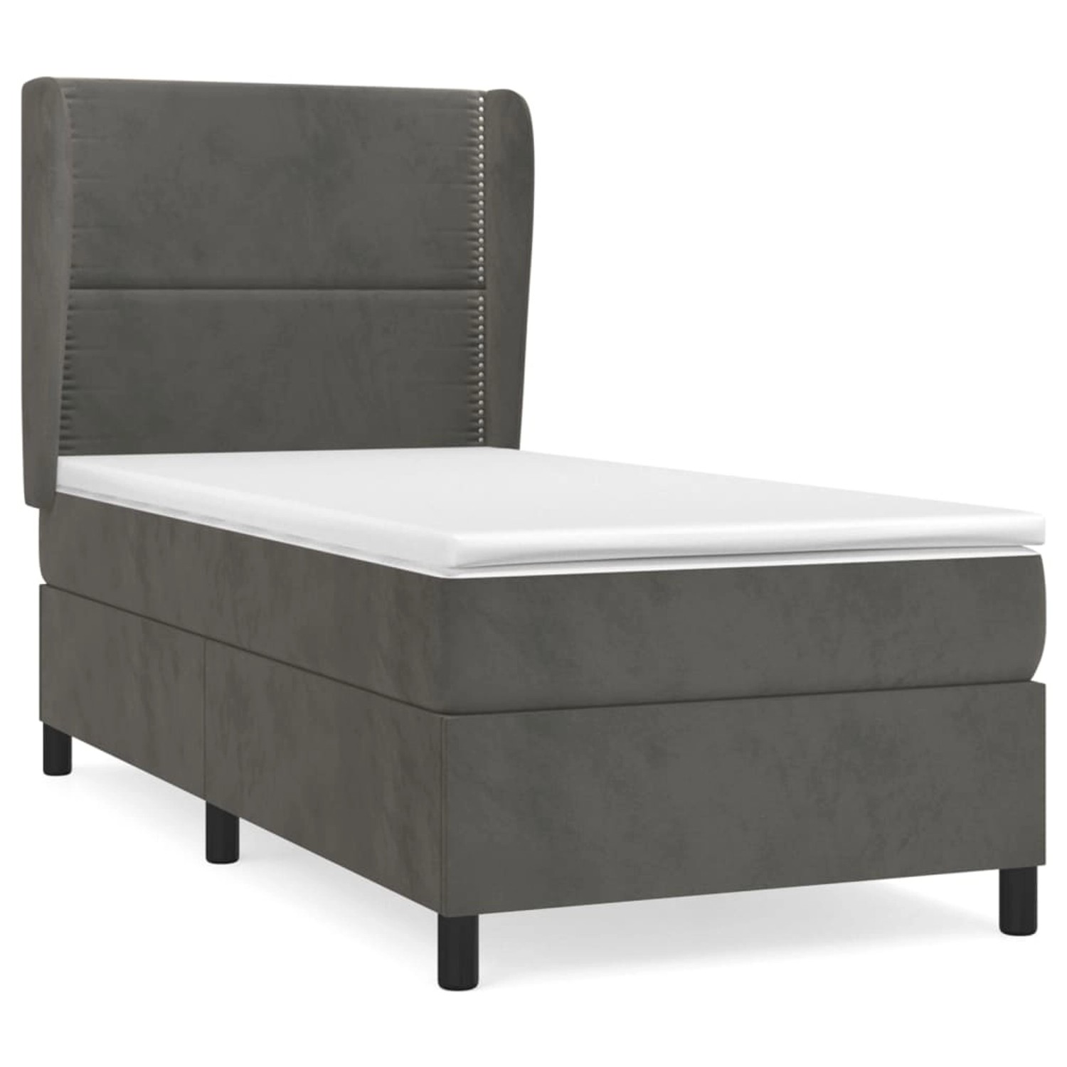 vidaXL Boxspringbett mit Matratze Dunkelgrau 90x200 cm Samt1372693 günstig online kaufen