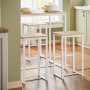 SoBuy Esstisch-Set mit 4 Barhockern, Holz/Metall, natur/weiß. Essgruppe für Küche oder Bar.