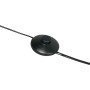 Detailaufnahme des Fußschalters der schwarzen QAZQA Bogenlampe Vinossa.