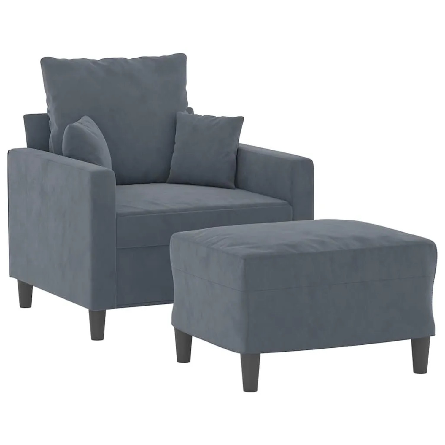 vidaXL Sessel mit Hocker Dunkelgrau 60 cm Samt 3201098