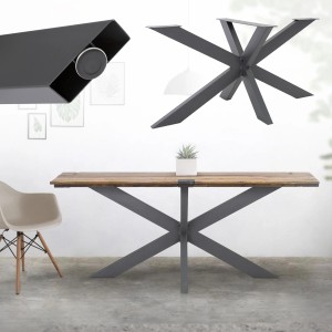 ML-Design Tischgestell Spider, anthrazitfarbenes Kreuzgestell für Esstische im X-Design.