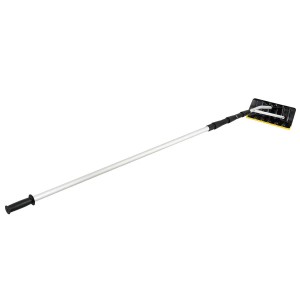 Costway Dachschneeräumer mit ausziehbarer Aluminiumstange, schwarzem Griff und gelb-schwarzer Klinge, 201-630 cm.