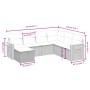 Graue 7-teilige Garten-Sofagarnitur aus Polyrattan mit Kissen. Gartenmöbel für Terrasse und Garten.