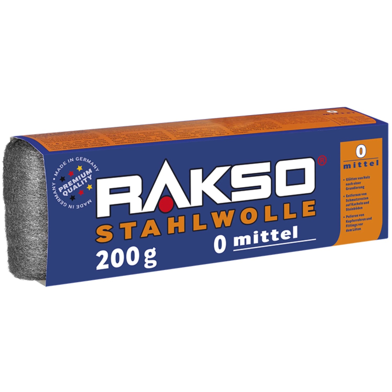 RAKSO Stahlwolle Banderole Sorte 0 Mittel 1 x 200g