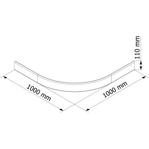 Schulte ExpressPlus Duschbeckenschürze, rund, alpinweiß, 100x100cm, Schemazeichnung mit Maßen.
