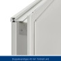 Detailansicht der Hörmann Brandschutzklappe T30 H8-5 in Grauweiß, Fokus auf Zarge und Türblatt.