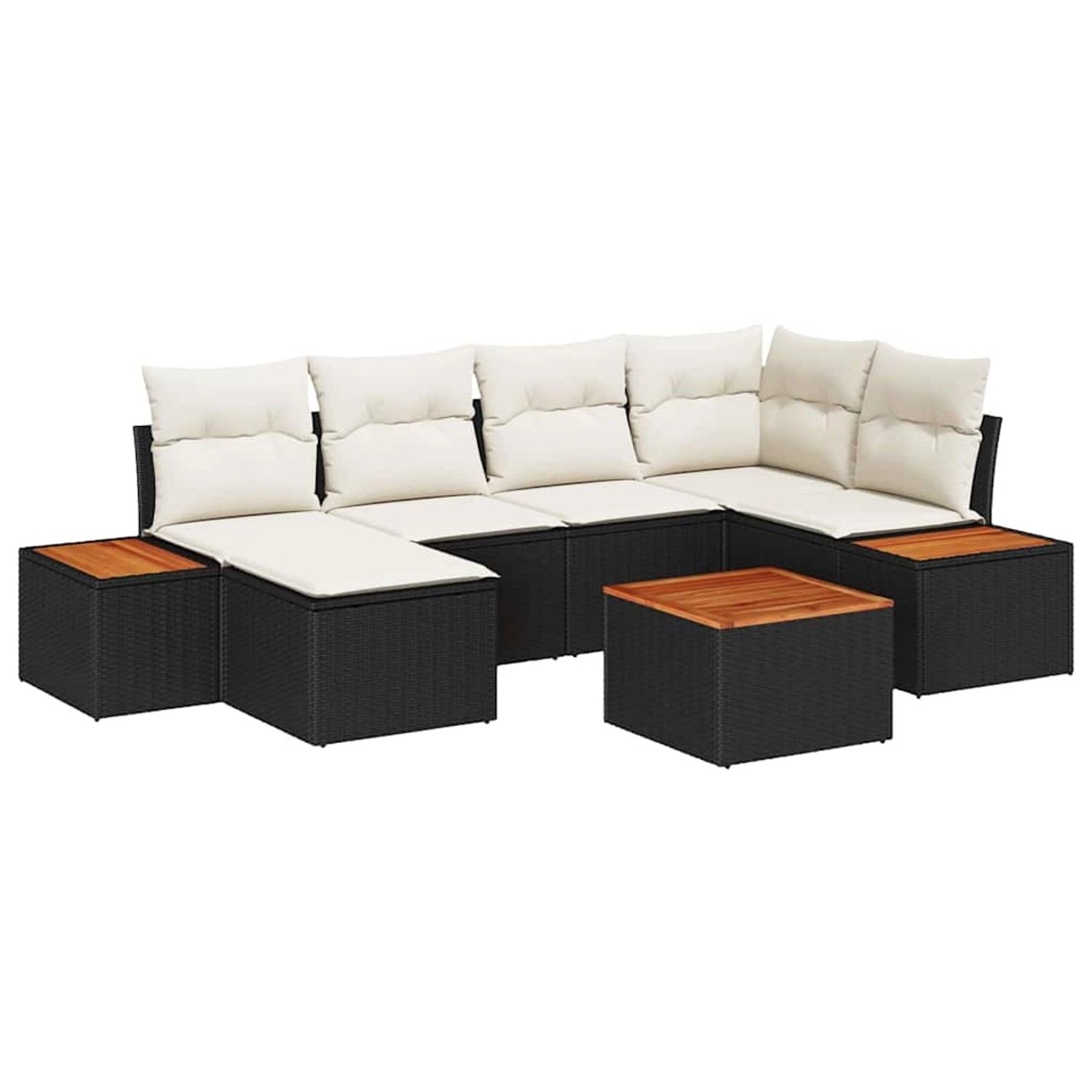 vidaXL Garten-Sofa-Set mit Kissen 7-Tlg Schwarz Poly Rattan 3348123 günstig online kaufen