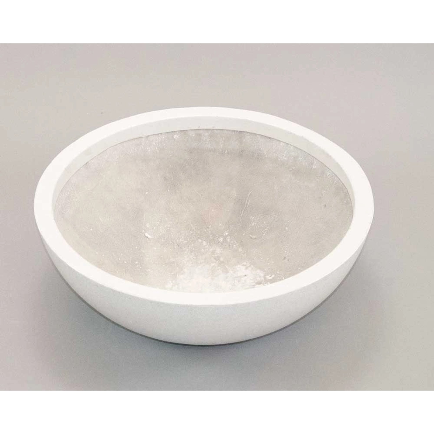 Eleganter, runder Pflanzkübel aus Fiberglas in Perlmutt-Weiß, 46x16cm. Ideal für Innen- und Außenbereich.