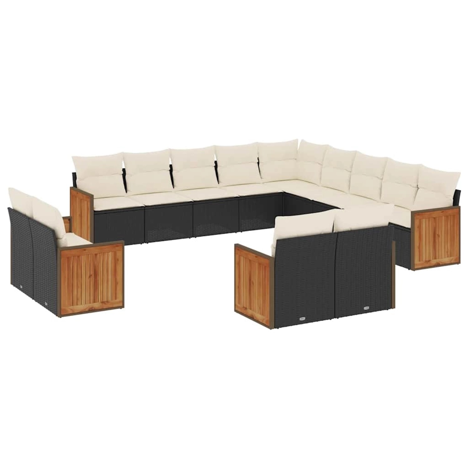 vidaXL 13-Tlg Garten-Sofagarnitur mit Kissen Schwarz Poly Rattan 3260607 günstig online kaufen