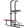 Schwarzer Tectake Power Tower mit Hantelbank, Klimmzugstange und Dip Station für dein Fitness-Workout.