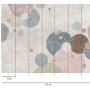 PROFHOME Kindertapete mit Kreismuster in Grau, Beige, Blau und Rosa für Kinderzimmer.