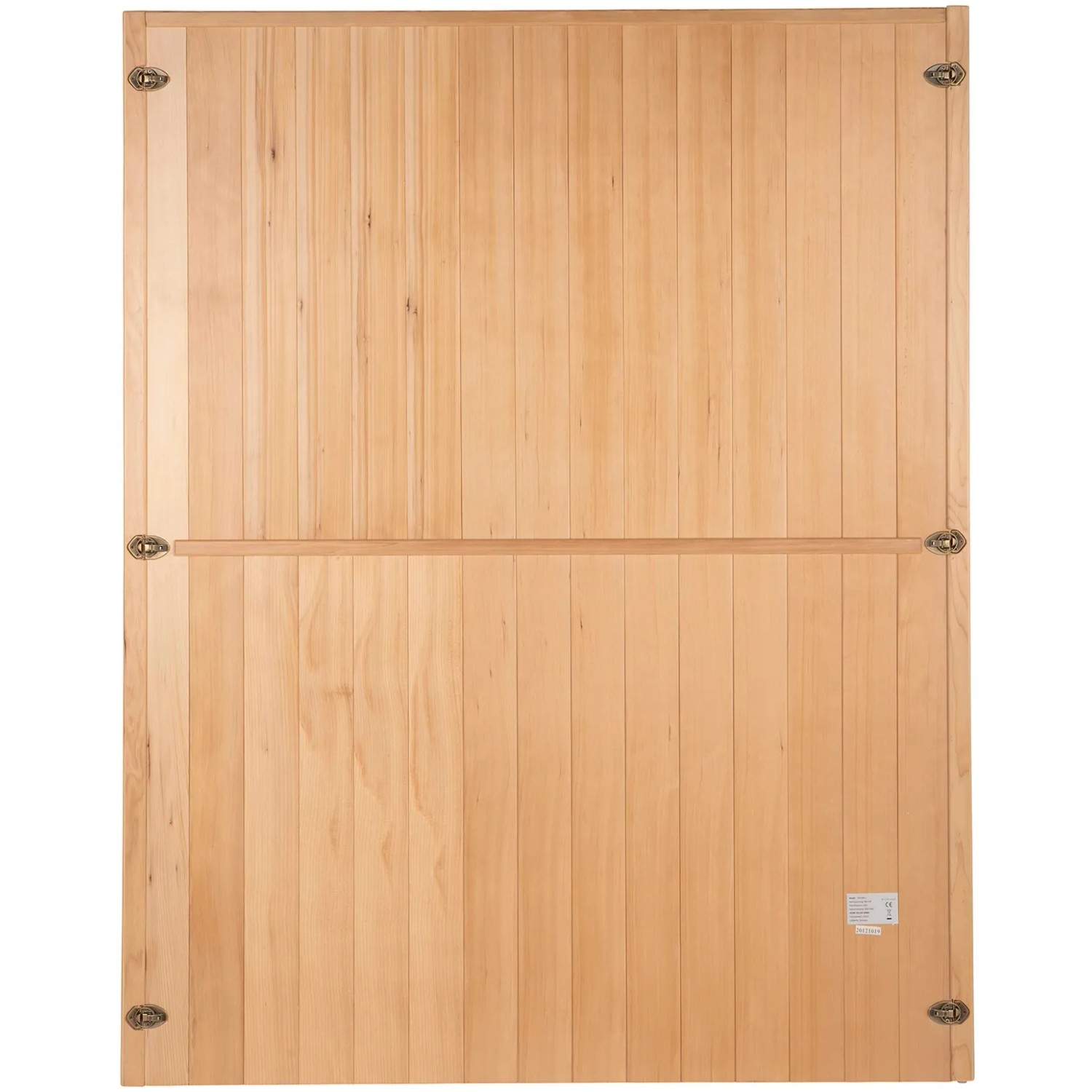 Detailansicht der Rückwand der Sauna SKYLINE aus Tannenholz in Natur.