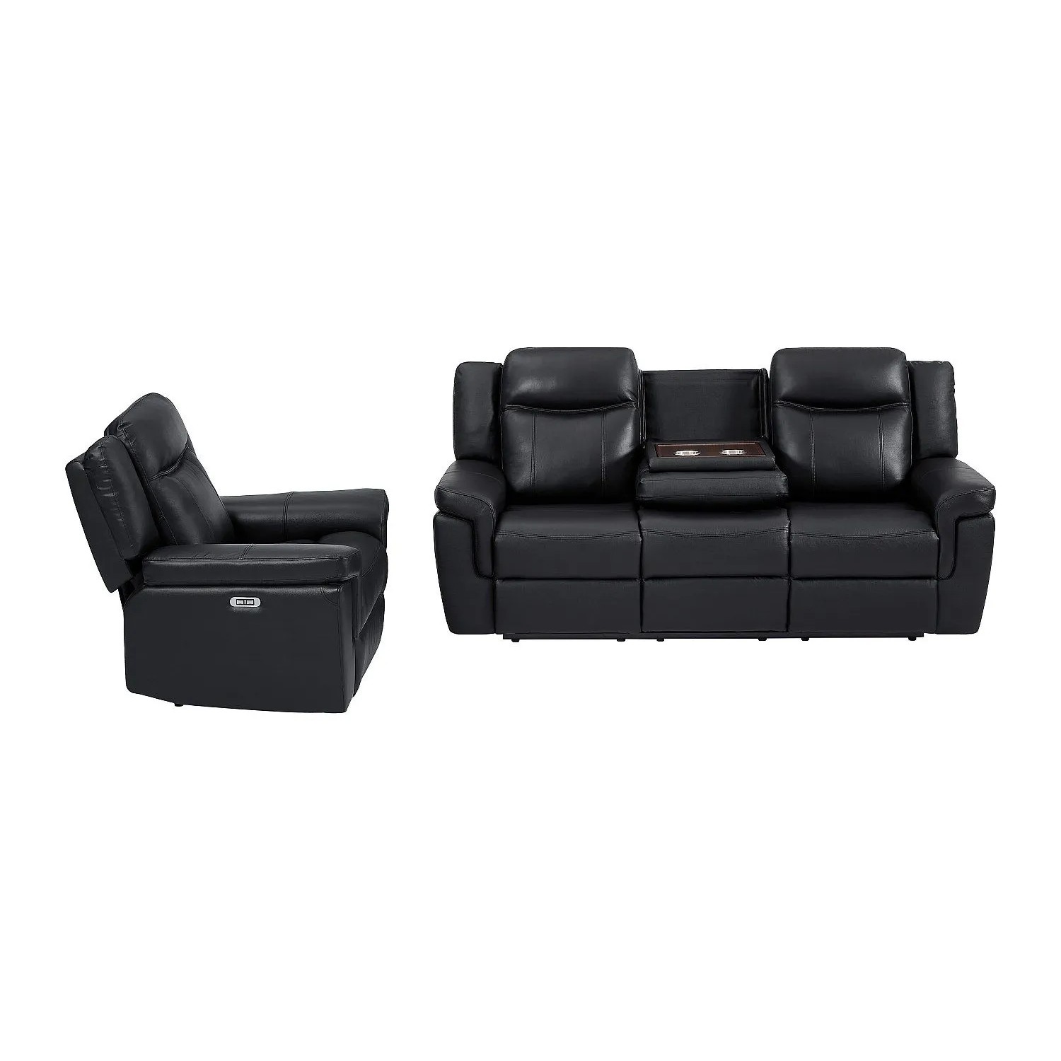 Vente-unique Couchgarnitur Mit Sessel Kenneth Schwarz 97 cm  204 cm