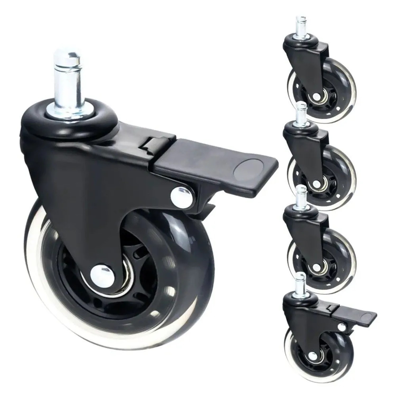 HMF 6810 Bürostuhl Rollen 5er Set 11 mm Schwarz_8