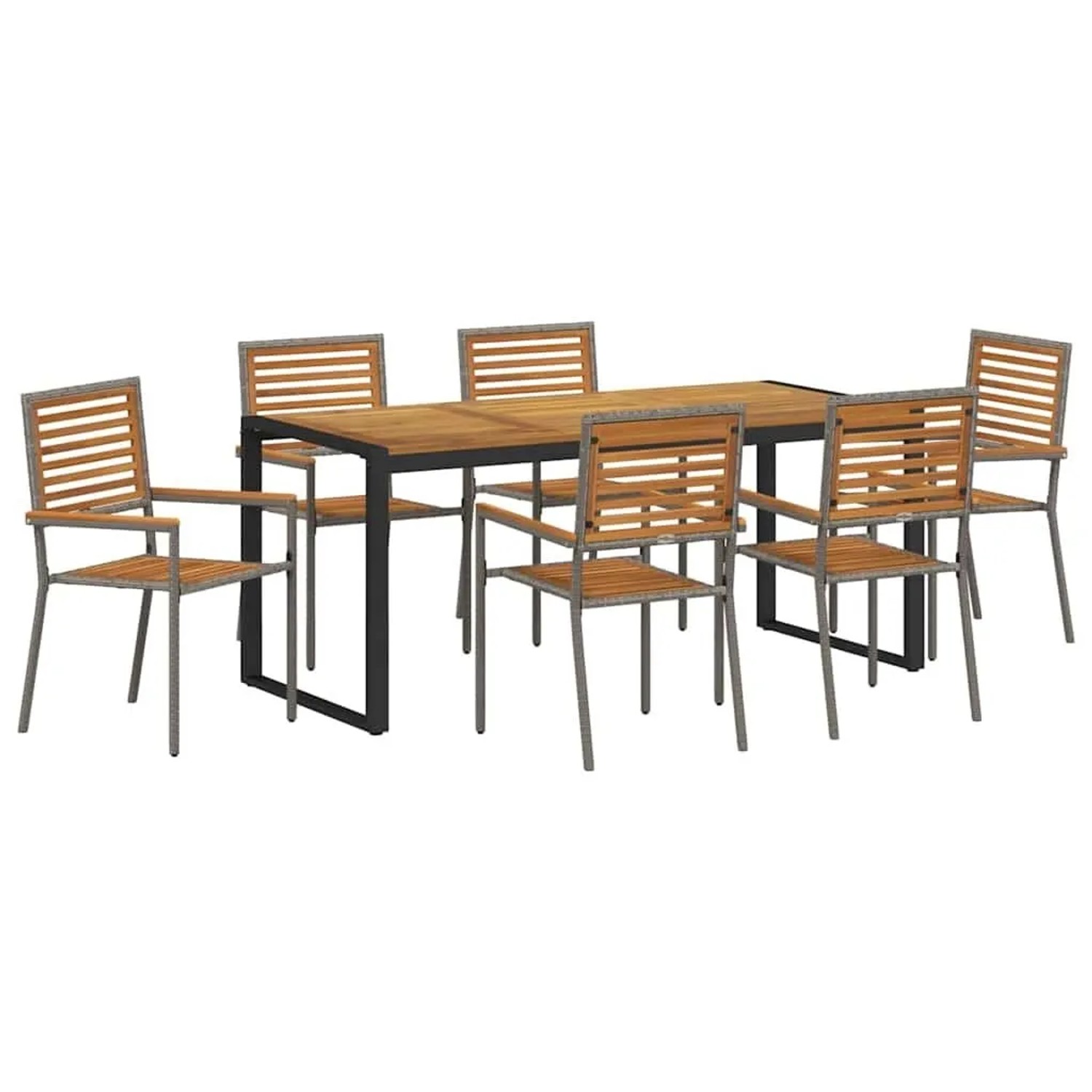 vidaXL Garten Essgruppe 7-Tlg Grau und Braun Poly-Rattan 3365482