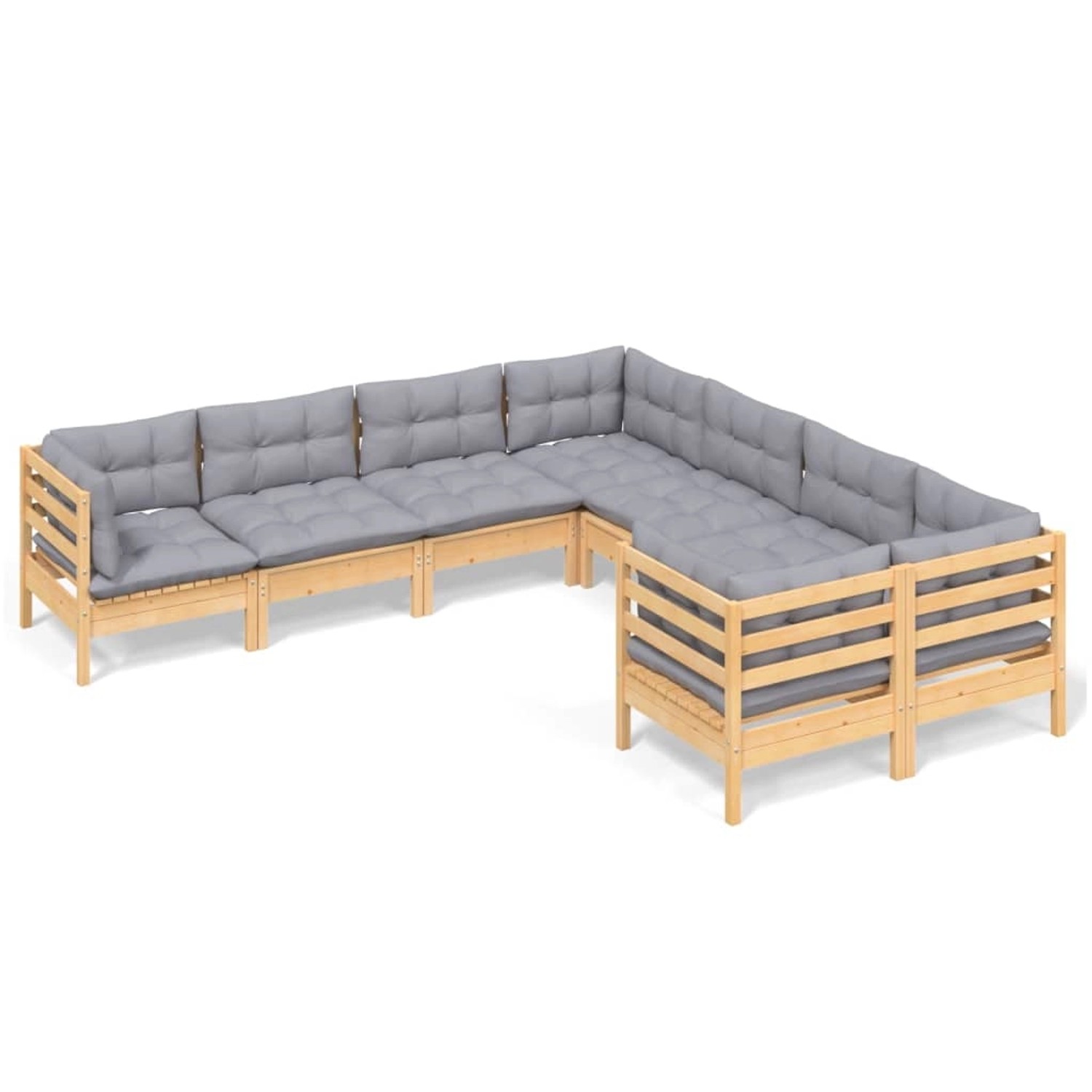 vidaXL 8-Tlg Garten-Lounge-Set mit Grauen Kissen Massivholz Kiefer 3096970 günstig online kaufen